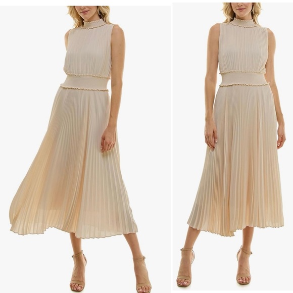 Nanette Nanette Lepore Women's Smocked High Neck Pleated Maxi Dress - Picture 1 of 16